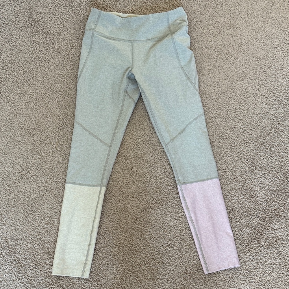 Outdoor Voices Gray and Lavender Colorblock Leggings 7/8 length